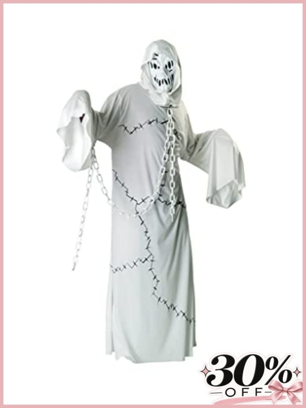 Cool Ghoul Adult Costume Mask Hooded Robe & Chain
